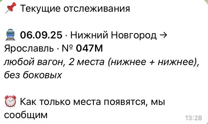 Отслеживание жд билетов запущено