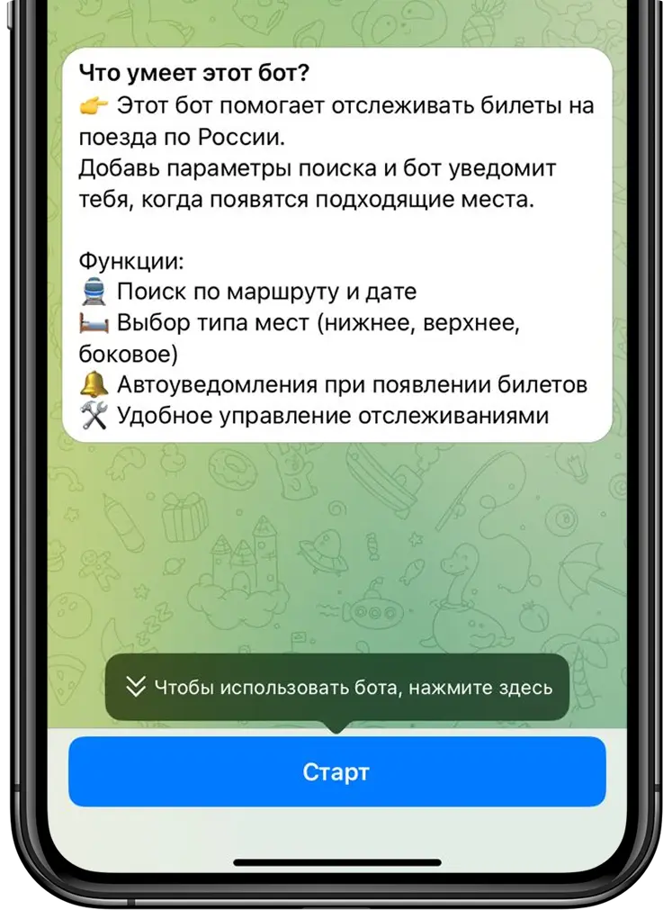 Запуск бота для отслеживания жд билетов